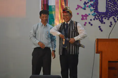 Rev. (Dr.) Jolly Remai being Felicitated by Rev. Tar Choya General Secretary, NBCC (Nyishi)